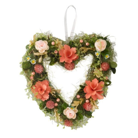 Faux FloraHeart Wreath 30cm - SOLAR / GARDEN ORNAMENTS - Beattys of Loughrea