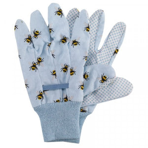 3pk Bees Cotton Grips Garden Gloves Medium Size 8 - GARDEN GLOVES ,APRONS, KNEE PADS, GARDEN PEGS - Beattys of Loughrea