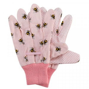 3pk Bees Cotton Grips Garden Gloves Medium Size 8 - GARDEN GLOVES ,APRONS, KNEE PADS, GARDEN PEGS - Beattys of Loughrea
