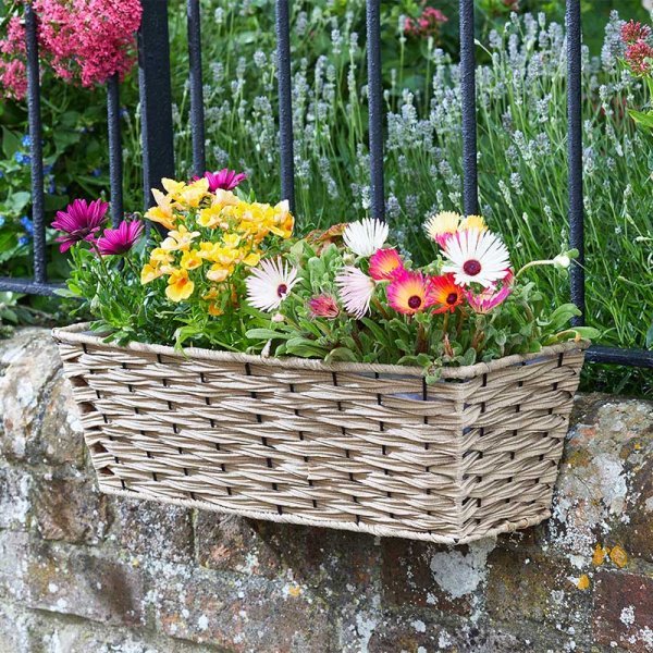 19in Bari Faux Rattan Planter - Sand - GDN PLANTER - METAL/POTTERY - Beattys of Loughrea