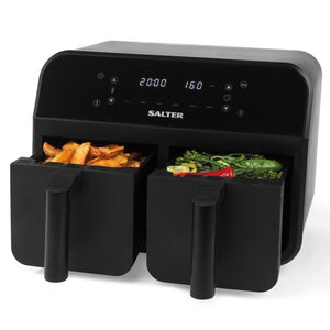 Salter 7.4L Dual Air Fryer BLACK EK4750BLK - DEEP FAT FRYERS/ AIR FRYER - Beattys of Loughrea