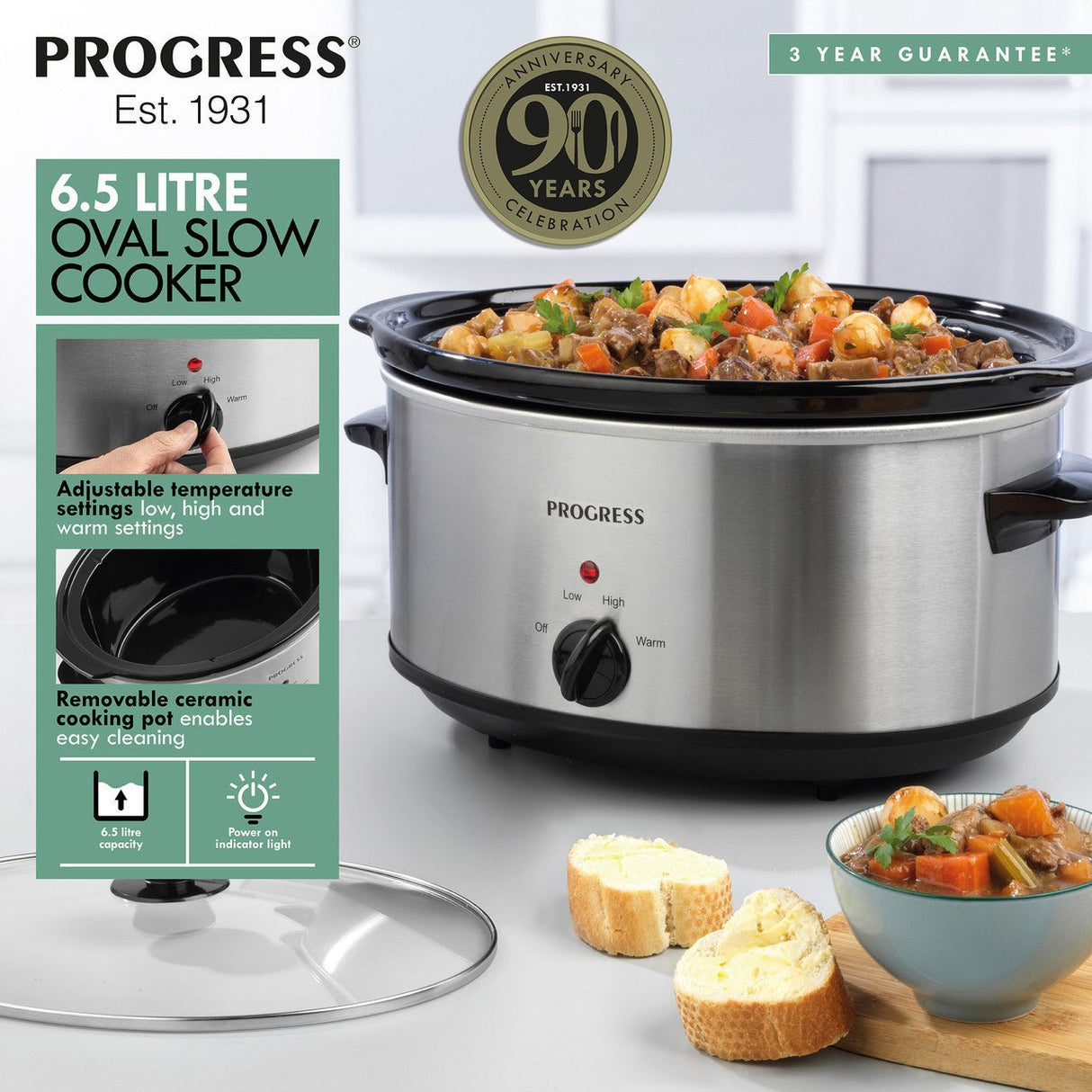 Progress 6.5L Oval Slow Cooker - 300 W - DEEP FAT FRYERS/ AIR FRYER - Beattys of Loughrea