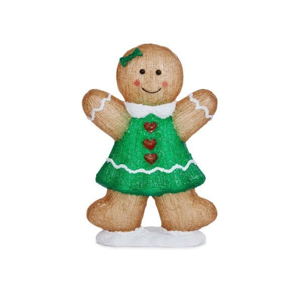 InLit Ice Gingerbread Girl 45cm Battery Operated - XMAS ROOM DECORATION LARGE AND LIGHT UP - Beattys of Loughrea
