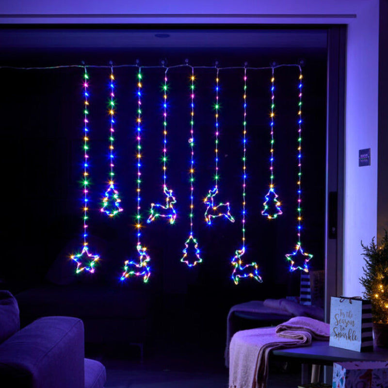 Festive Curtain Lights - Multi Coloured - XMAS LIGHTS LED - Beattys of Loughrea
