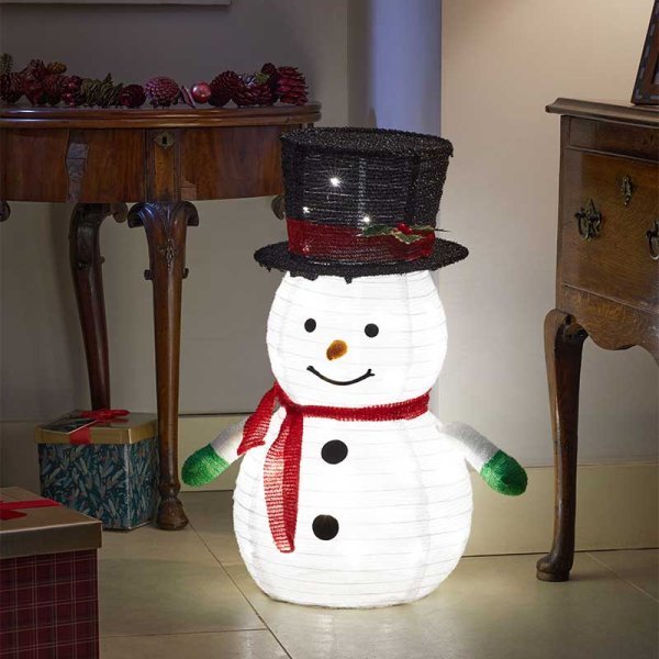 70cm Pop-Up Snowman Light Up Christmas Decoration Battery operated - XMAS ROOM DECORATION LARGE AND LIGHT UP - Beattys of Loughrea