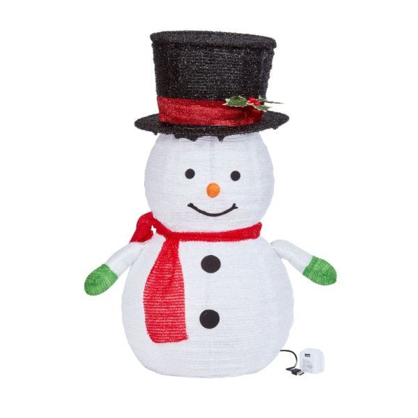 70cm Pop-Up Snowman Light Up Christmas Decoration Battery operated - XMAS ROOM DECORATION LARGE AND LIGHT UP - Beattys of Loughrea
