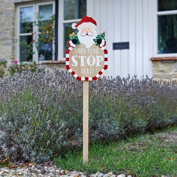 SantaStop! Stake Sign 75cm - XMAS ACCESSORIES - Beattys of Loughrea