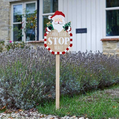 SantaStop! Stake Sign 75cm - XMAS ACCESSORIES - Beattys of Loughrea