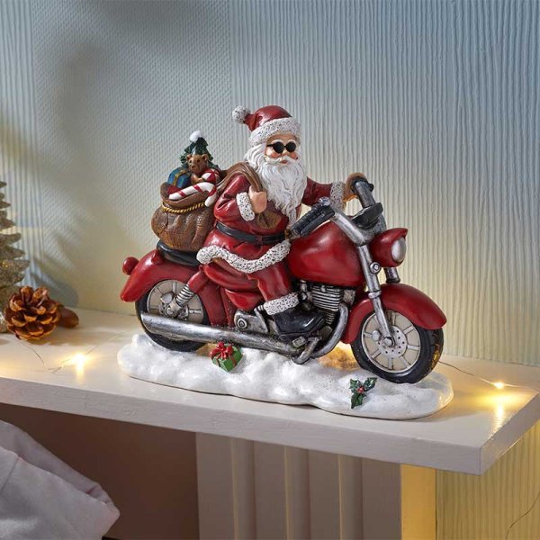 Santa Rider Christmas Decoration - XMAS CERAMIC WOOD RESIN GLASS ORNAMENTS - Beattys of Loughrea