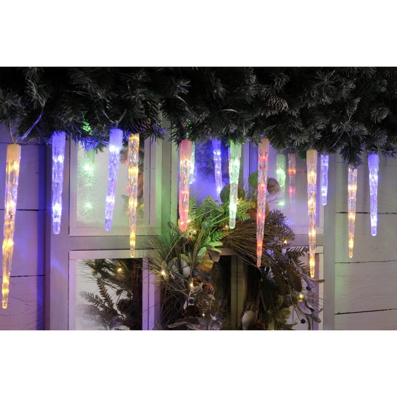 Festive 24 Colour Changing Remote Control LED Icicle Lights - Multi to White - XMAS LIGHTS LED - Beattys of Loughrea