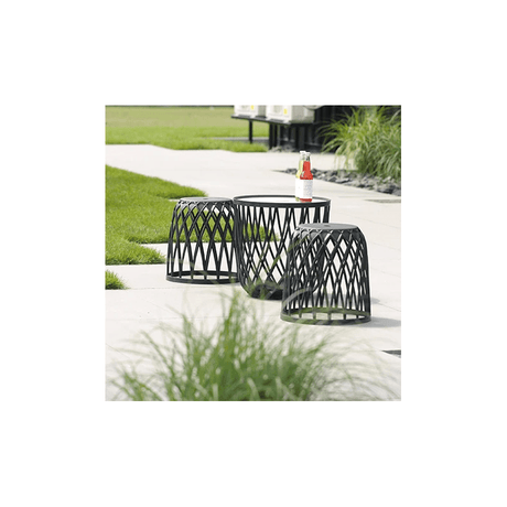 Prosperplast Uniqubo Set 3 Anthracite - PLASTIC FLOWER POT - Beattys of Loughrea