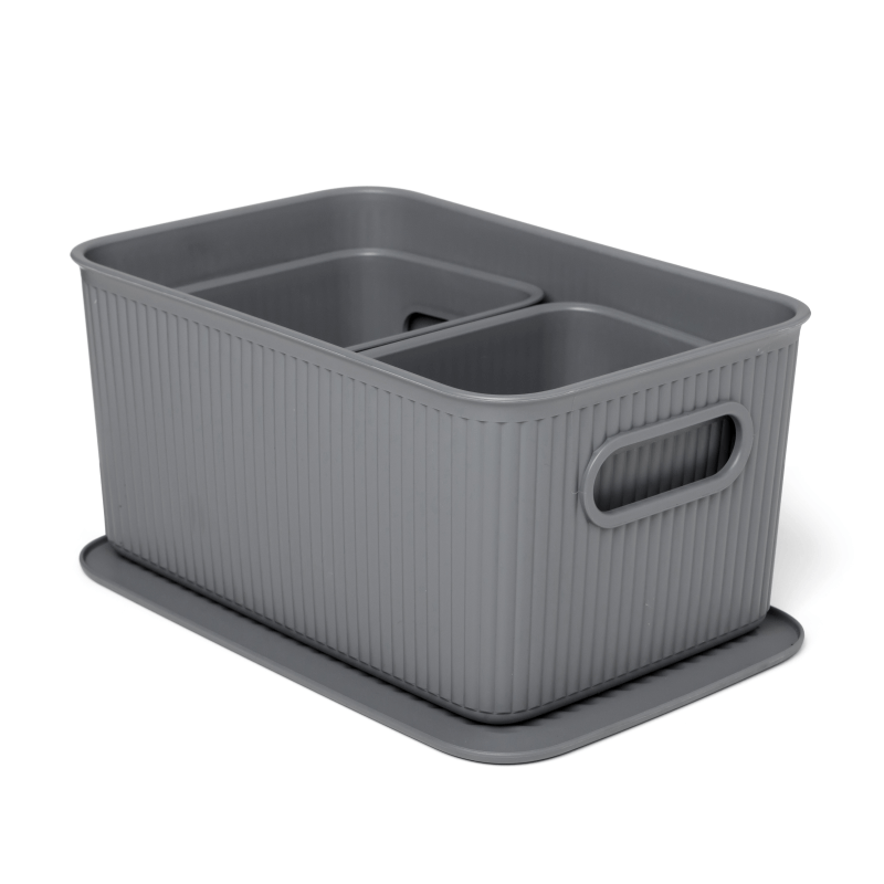 Tatay Baobab Set Of 3 Storage Baskets 5L+ 2x1.5L+ Lid Anthra - PVC STORAGE - TRUNK, LGE BOX , CART - Beattys of Loughrea