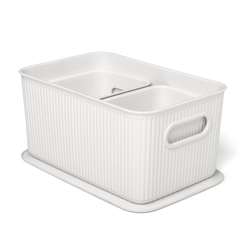 Tatay Baobab Set Of 3 Storage Baskets 5L+ 2x1.5L+ Lid White - PVC STORAGE - TRUNK, LGE BOX , CART - Beattys of Loughrea