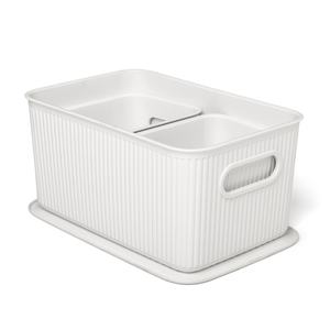 Tatay Baobab Set Of 3 Storage Baskets 5L+ 2x1.5L+ Lid White - PVC STORAGE - TRUNK, LGE BOX , CART - Beattys of Loughrea