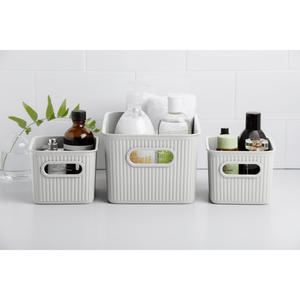 Tatay Baobab Set Of 3 Storage Baskets 5L+ 2x1.5L+ Lid White - PVC STORAGE - TRUNK, LGE BOX , CART - Beattys of Loughrea