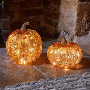 InLit Golden Pumpkin Glass with Auto Timer - Beattys of Loughrea | www.beattys.ie