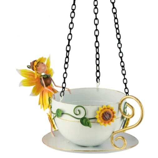 Honey Sunflower Tea Cup Bird Feeder - SOLAR / GARDEN ORNAMENTS - Beattys of Loughrea