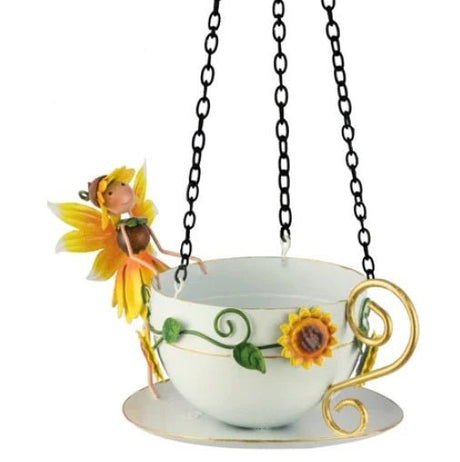 Honey Sunflower Tea Cup Bird Feeder - SOLAR / GARDEN ORNAMENTS - Beattys of Loughrea