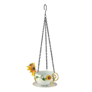 Honey Sunflower Tea Cup Bird Feeder - SOLAR / GARDEN ORNAMENTS - Beattys of Loughrea