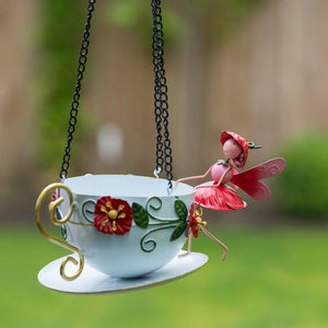 Poppy Tea Cup Bird Feeder - SOLAR / GARDEN ORNAMENTS - Beattys of Loughrea