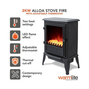 Warmlite Electric Alloa Log Effect Stove 2Kw - ELEC FIRES - Beattys of Loughrea