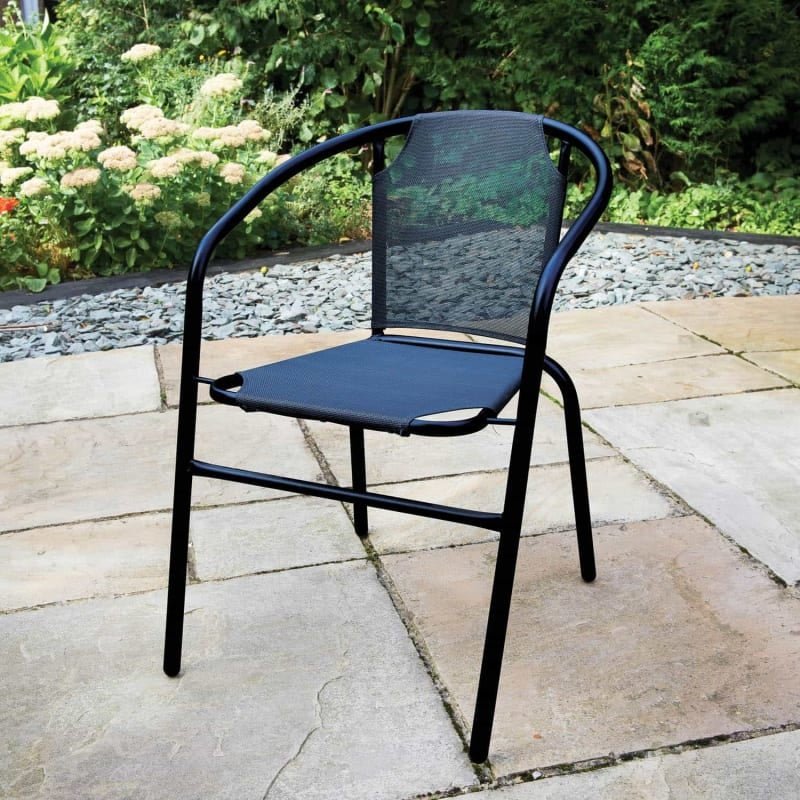 Vancouver Black Stacking Garden Chair - SINGLE GARDEN BENCH/ CHAIR - Beattys of Loughrea