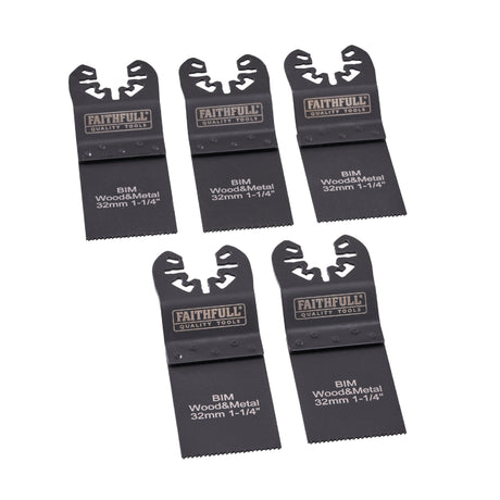 Faithfull 5 Piece 32mm Flush Cut Multi-Tool Blades - BLADES - Beattys of Loughrea