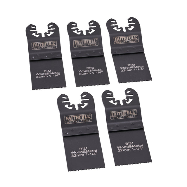 Faithfull 5 Piece 32mm Flush Cut Multi-Tool Blades - BLADES - Beattys of Loughrea