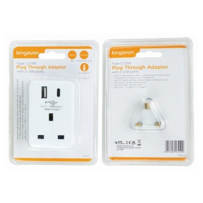 Kingavon Type C/USB Plug Through Adaptor - EXTENSION LEADS/SOCKETS - Beattys of Loughrea