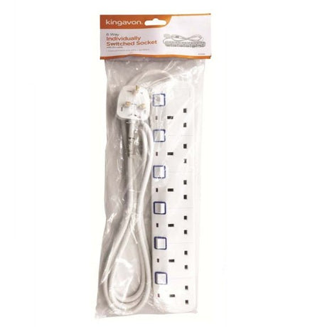 Kingavon 6 Way Individually Switched Socket 2m Extension Lead - EXTENSION LEADS/SOCKETS - Beattys of Loughrea