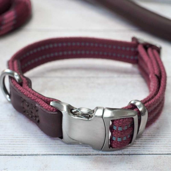 Primo - Burgundy - XS - Walkabout Dog Collar (20cm-30cm) - PET LEAD, COLLAR AND ID, SAFETY - Beattys of Loughrea