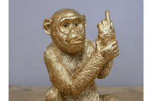 Up Yours Monkey Ornament Gold 12cm - ORNAMENTS - Beattys of Loughrea