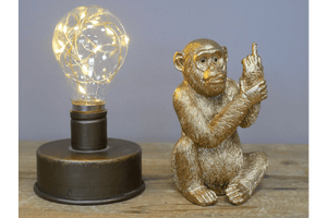 Up Yours Monkey Ornament Gold 12cm - ORNAMENTS - Beattys of Loughrea
