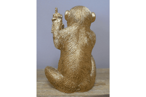 Up Yours Monkey Ornament Gold 12cm - ORNAMENTS - Beattys of Loughrea
