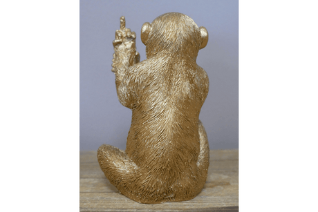 Up Yours Monkey Ornament Gold 12cm - ORNAMENTS - Beattys of Loughrea