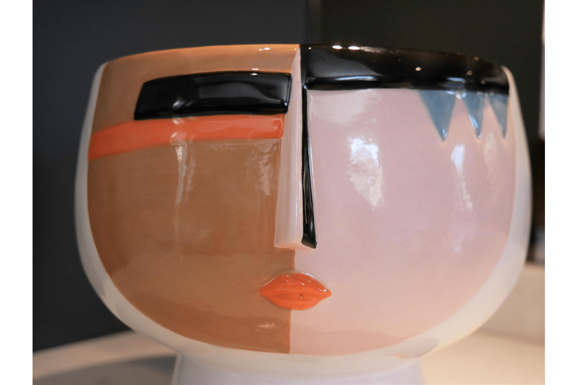 Ceramic Face Plant Pot 15cm (Plant not incl.) - FLOWERPOT/VASE/JUG 1 - Beattys of Loughrea