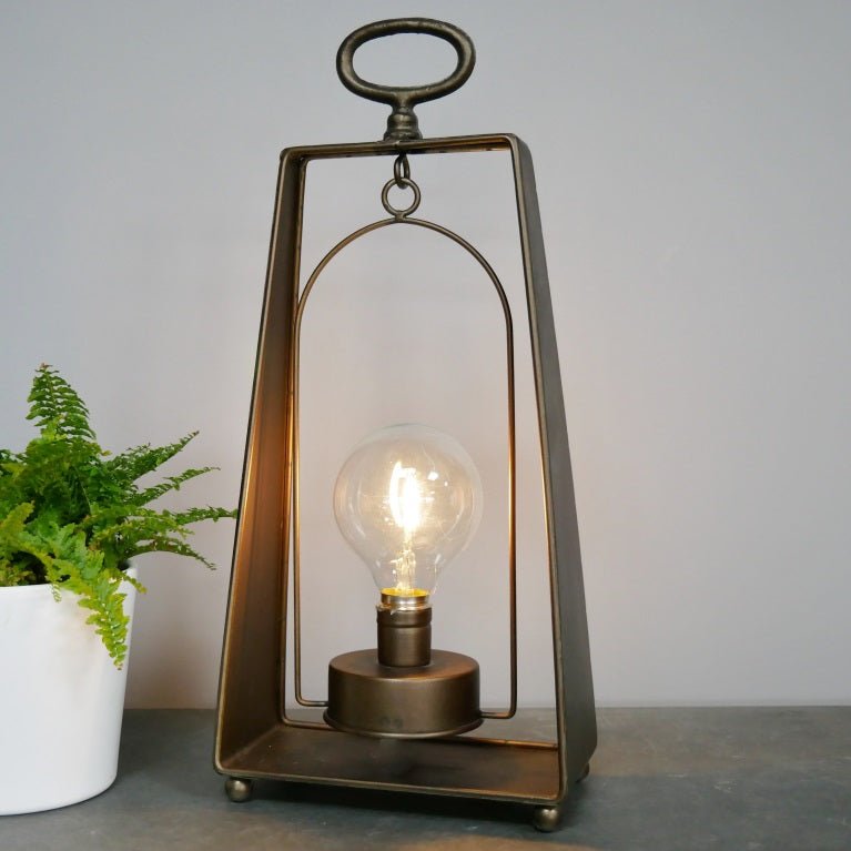 Industrial Style Battery Operated Lantern 41cm - CANDLE HOLDERS / Lanterns - Beattys of Loughrea