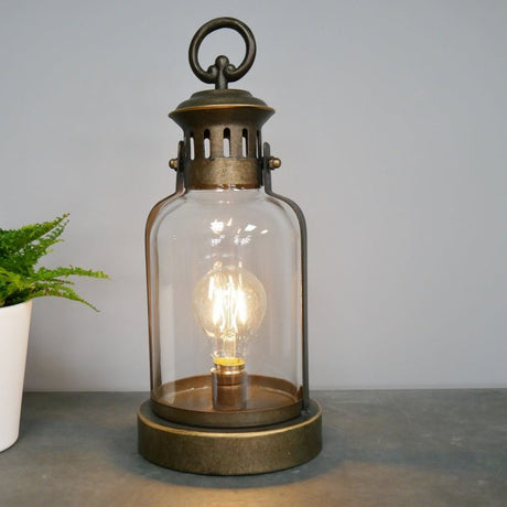 Industrial Style Battery Operated Lantern 34cm - CANDLE HOLDERS / Lanterns - Beattys of Loughrea