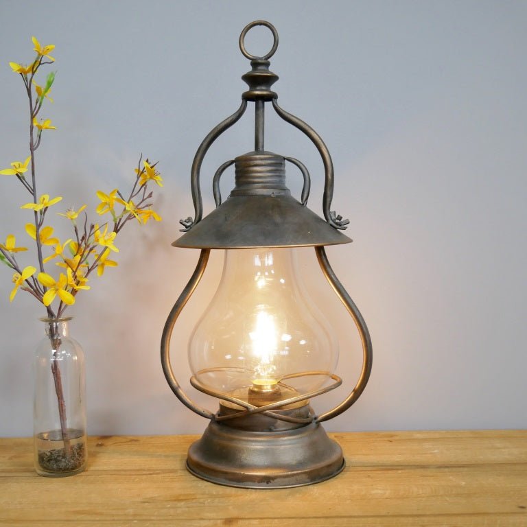 Industrial Style Battery Operated Lantern 47cm - CANDLE HOLDERS / Lanterns - Beattys of Loughrea