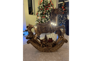 Light Up Christmas Rocking Horse 39cm - XMAS CERAMIC WOOD RESIN GLASS ORNAMENTS - Beattys of Loughrea