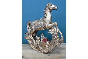 Light Up Christmas Rocking Horse 39cm - XMAS CERAMIC WOOD RESIN GLASS ORNAMENTS - Beattys of Loughrea