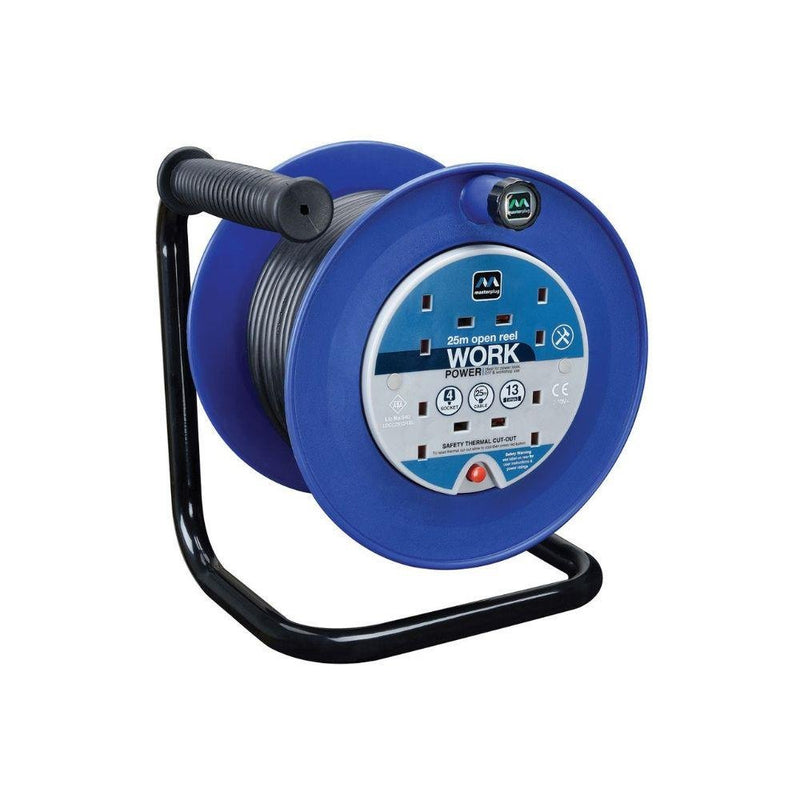 Luceco Masterplug 25M 4 Socket 13Amp Cable Reel - EXTENTION REELS - Beattys of Loughrea