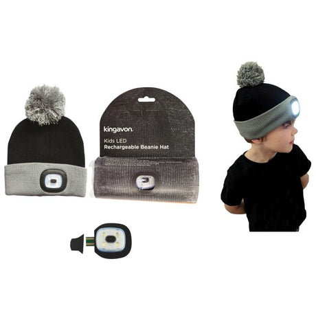 Kingavon Kids Rechargeable LED Beanie Hat - TORCH/HANDLAMP - Beattys of Loughrea