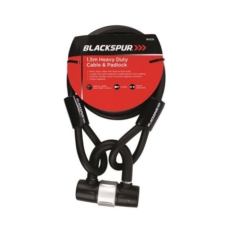 Blackspur 1.5m Heavy Duty Cable & Padlock - PADLOCKS - Beattys of Loughrea