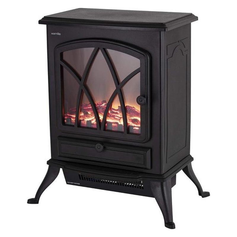 Warmlite 2Kw Electric Stove Heater Led Log Flame Effect Black