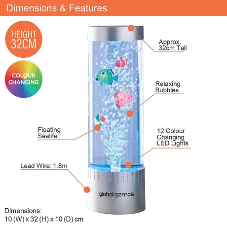 Global Gizmos Colour Changing Bubble Fish Lamp - NIGHT LIGHT PLUG IN - Beattys of Loughrea