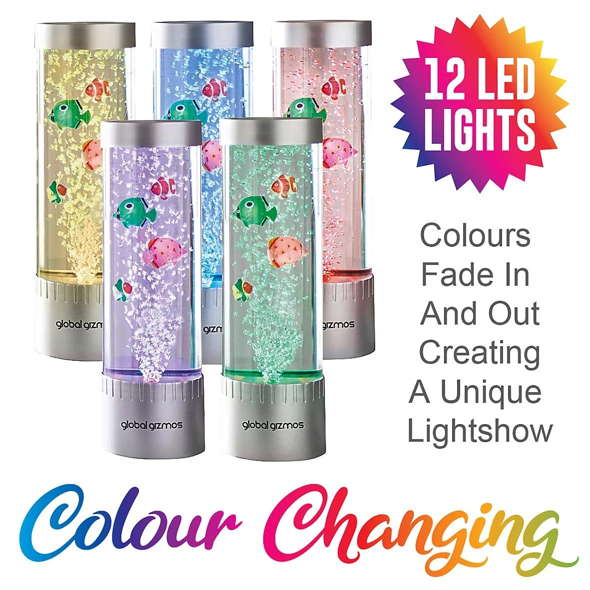 Global Gizmos Colour Changing Bubble Fish Lamp - NIGHT LIGHT PLUG IN - Beattys of Loughrea
