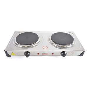 KitchenPerfected 2000w Double Hotplate - Stainless Steel - Beattys of Loughrea | www.beattys.ie