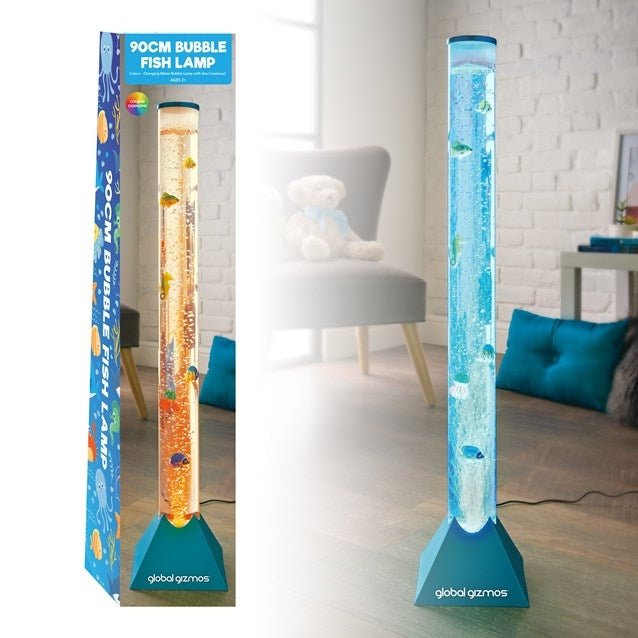 90cm Fish Water Bubble Lamp - Metallic Blue - NIGHT LIGHT PLUG IN - Beattys of Loughrea