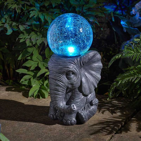 Elephant Orb Solar Light 35cm - GARDEN ORNAMENTS INCL SOLAR - Beattys of Loughrea